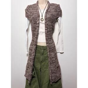 Mudd Vintage Y2K Brown Open Front Belted Knit Cardigan